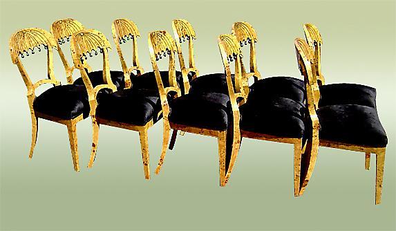 WONDERFUL set 8 unusual biedermeier style chairs