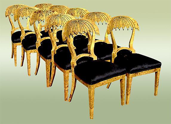 WONDERFUL set 8 unusual biedermeier style chairs