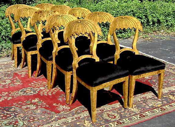 WONDERFUL set 8 unusual biedermeier style chairs
