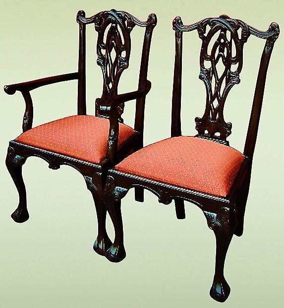 Set six Quality Chippendale style dining chairs (4+2)