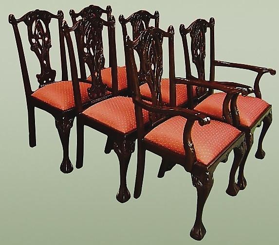 Set six Quality Chippendale style dining chairs (4+2)