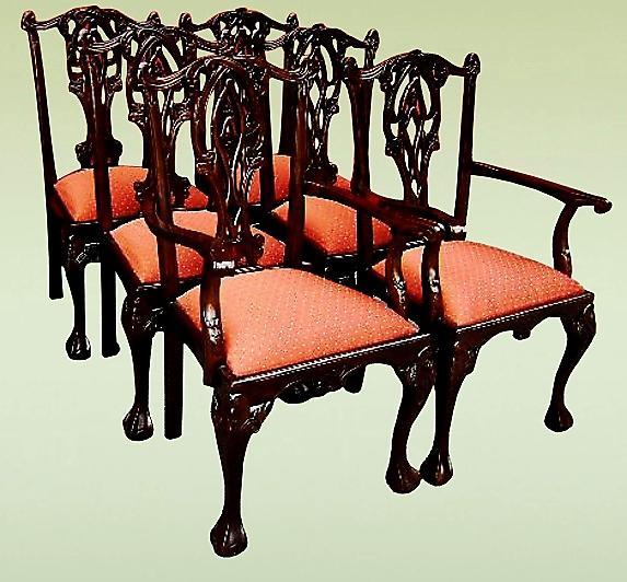 Set six Quality Chippendale style dining chairs (4+2)