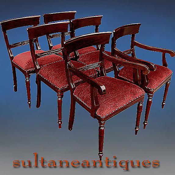 SET SIX Regency style chairs solid mahogany