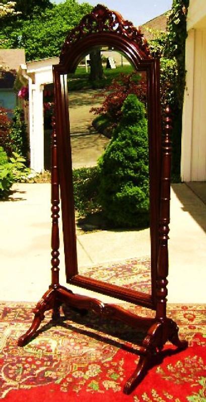 Quality Large Victorian Mahogany Standing Mirror