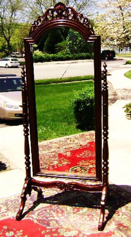 Quality Large Victorian Mahogany Standing Mirror
