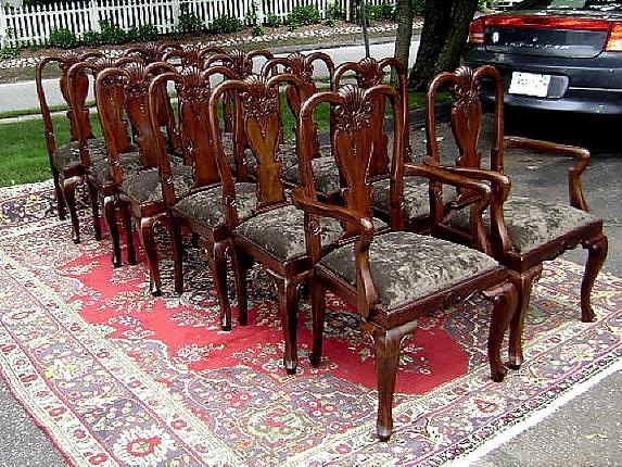 High End SETof TWELVE 10+2 Queen Anne chairs