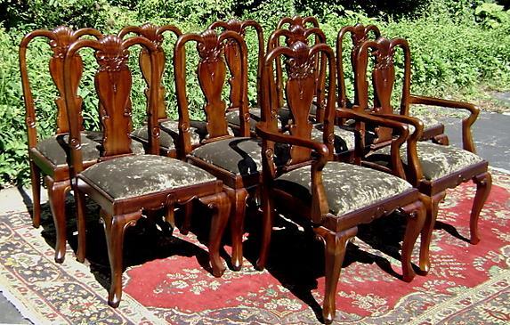 Stunning set of 12 carved Quenn Anne style chairs