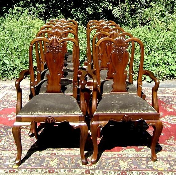 Stunning set of 12 carved Quenn Anne style chairs
