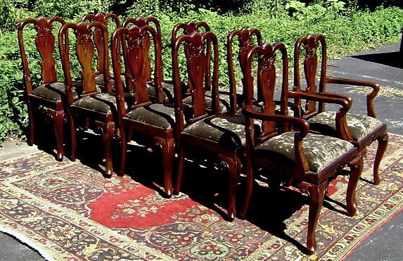 Stunning set of 12 carved Quenn Anne style chairs