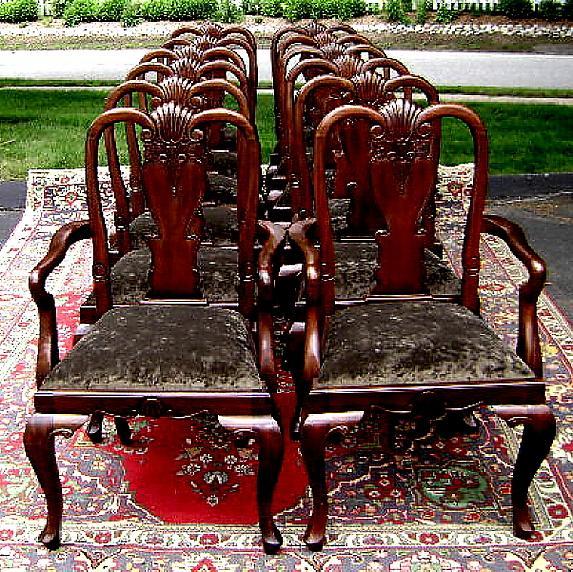 Stunning set of 12 carved Quenn Anne style chairs