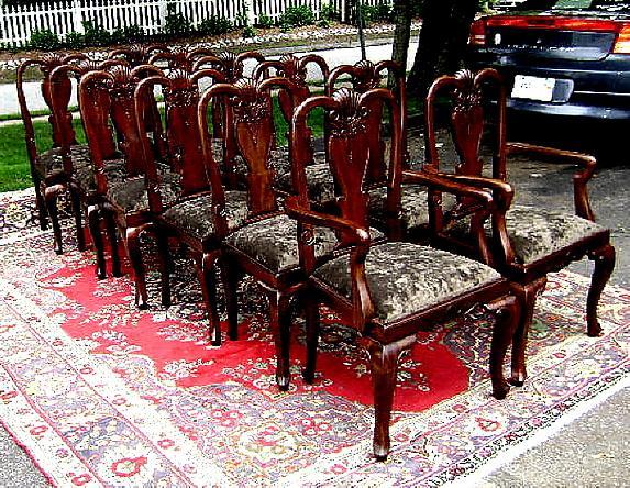 Stunning set of 12 carved Quenn Anne style chairs