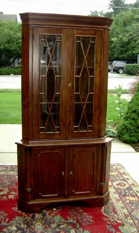 Classic 2 Door solid Mahogany corner cabinet