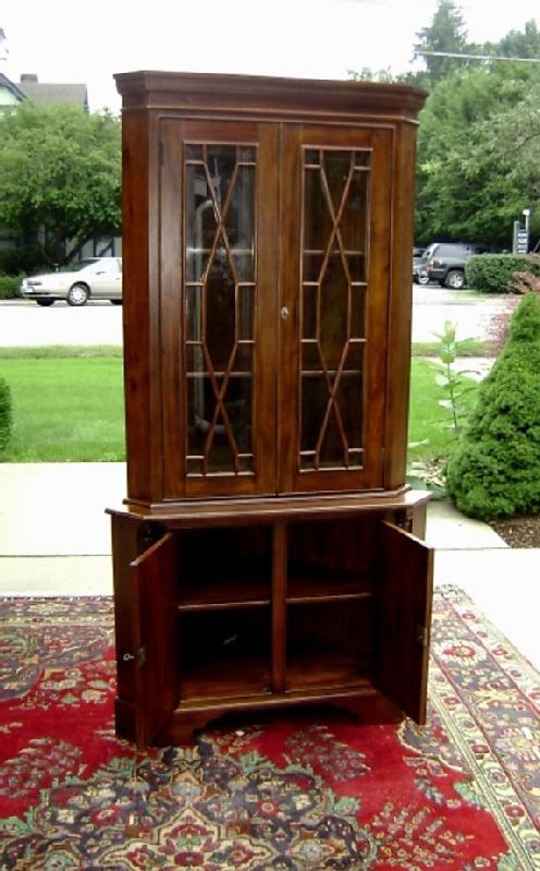 Classic 2 Door solid Mahogany corner cabinet