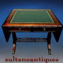 Amazing Leather top Mahogany DESK table drop leaf
