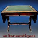 Amazing Leather top Mahogany DESK table drop leaf