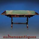 Amazing Leather top Mahogany DESK table drop leaf