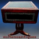Amazing Leather top Mahogany DESK table drop leaf