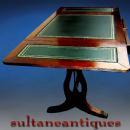 Amazing Leather top Mahogany DESK table drop leaf