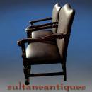 Pair Throne Bergeres solid mahogany full grain Leather