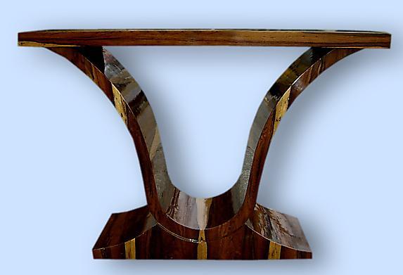 Terrific Console in exotic Rosewood Art Deco forms