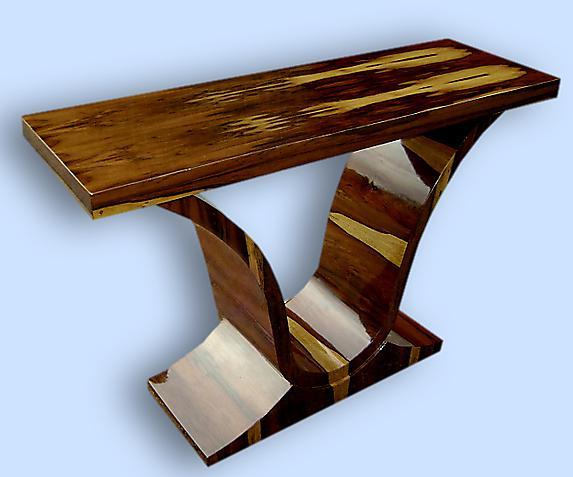 Terrific Console in exotic Rosewood Art Deco forms