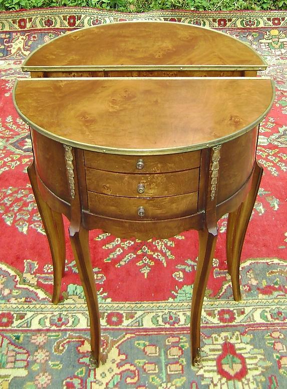 PAIR Burl walnut Louis XV style side tables