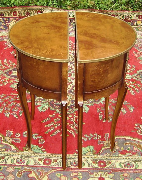 PAIR Burl walnut Louis XV style side tables
