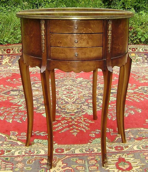 PAIR Burl walnut Louis XV style side tables