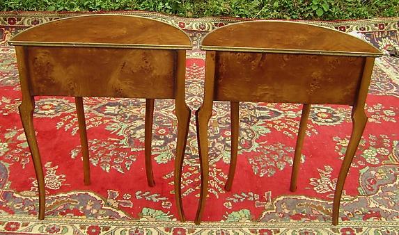 PAIR Burl walnut Louis XV style side tables