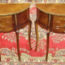 PAIR Burl walnut Louis XV style side tables