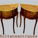 PAIR Burl walnut Louis XV style side tables