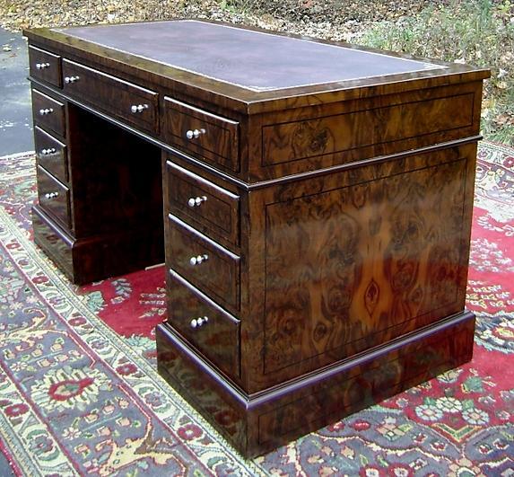 Majestic French Directoire walnut Desk 9 Drawers