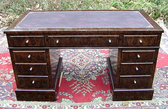Majestic French Directoire walnut Desk 9 Drawers