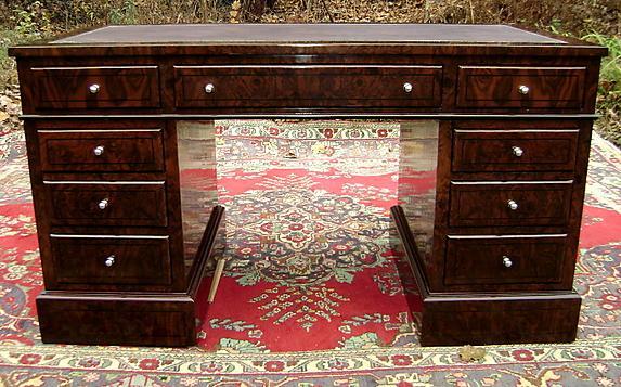 Majestic French Directoire walnut Desk 9 Drawers