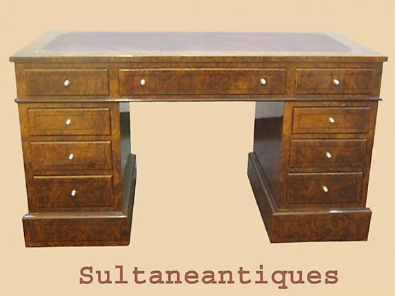 Majestic French Directoire walnut Desk 9 Drawers