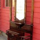 Antique country carved solid mahogany hall stand