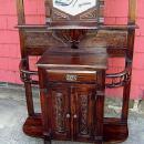 Antique country carved solid mahogany hall stand