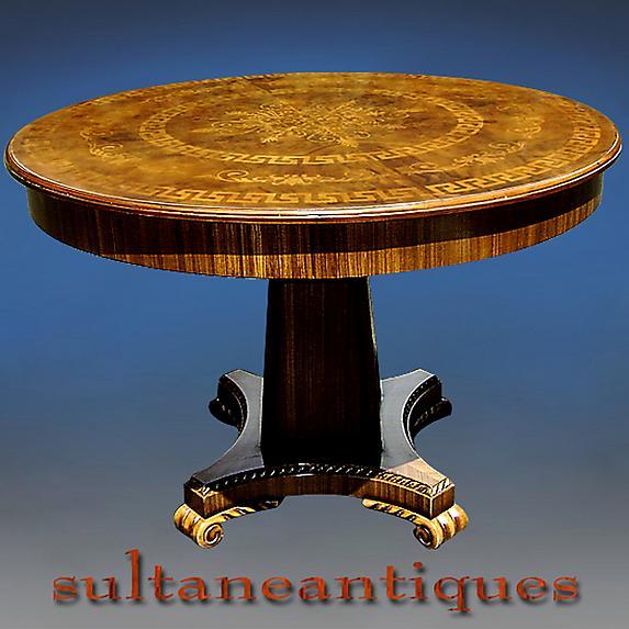 Superb Regency Style large Marquetry center table