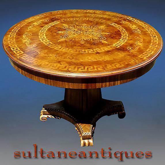Superb Regency Style large Marquetry center table