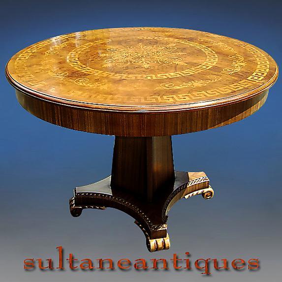 Superb Regency Style large Marquetry center table