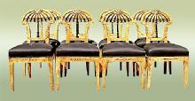 Phenomenal set of EIGHT Biedermeier style Elm Chairs