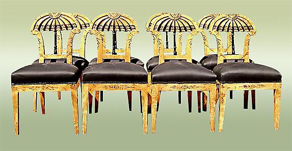 Phenomenal set of EIGHT Biedermeier style Elm Chairs