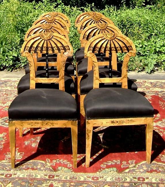 Phenomenal set of EIGHT Biedermeier style Elm Chairs