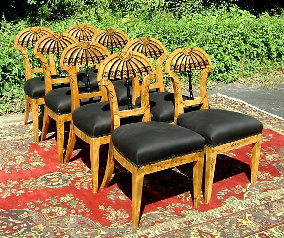 Phenomenal set of EIGHT Biedermeier style Elm Chairs