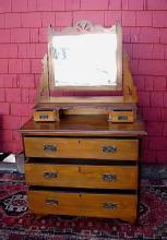 Antique mirror backed walnut country sideboard
