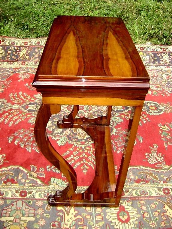 Large Biedermeier style console exotic rosewood