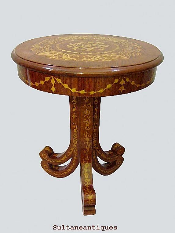 Unusual forms Italian Venetian marquetry side table