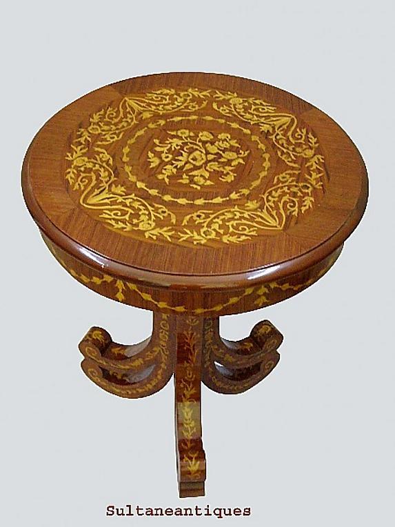 Unusual forms Italian Venetian marquetry side table
