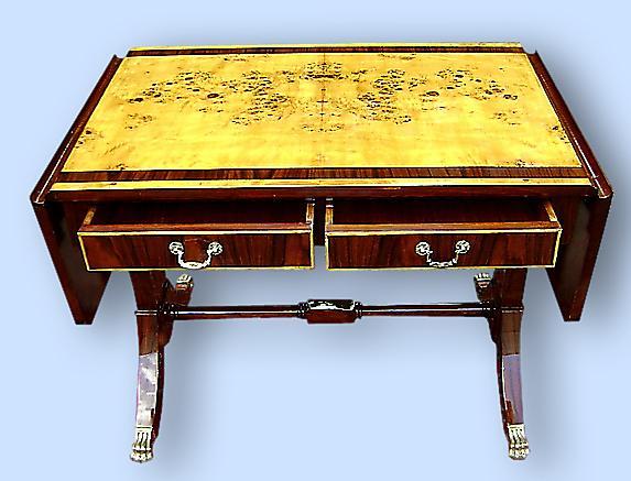 Louis Philippe style Sofa Table French Elm and Mahogany