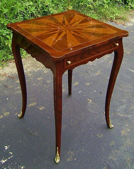 Elegant Louis XV style inlaid square side table